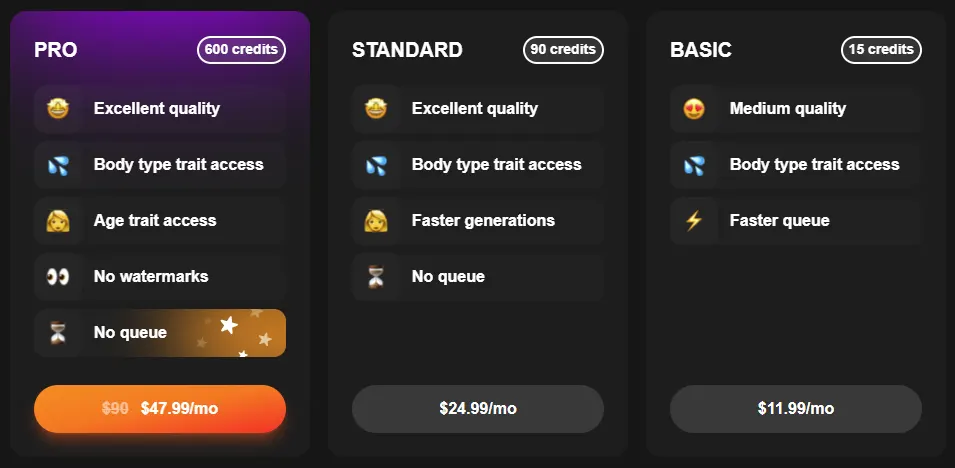 Undress App plans pricing