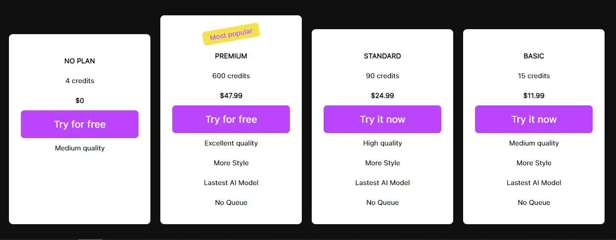 Undress Vip Plans pricing