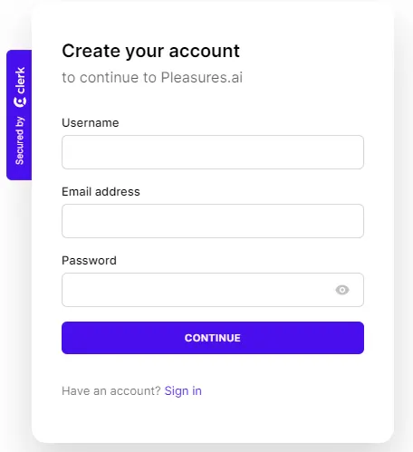 pleasures ai Signup