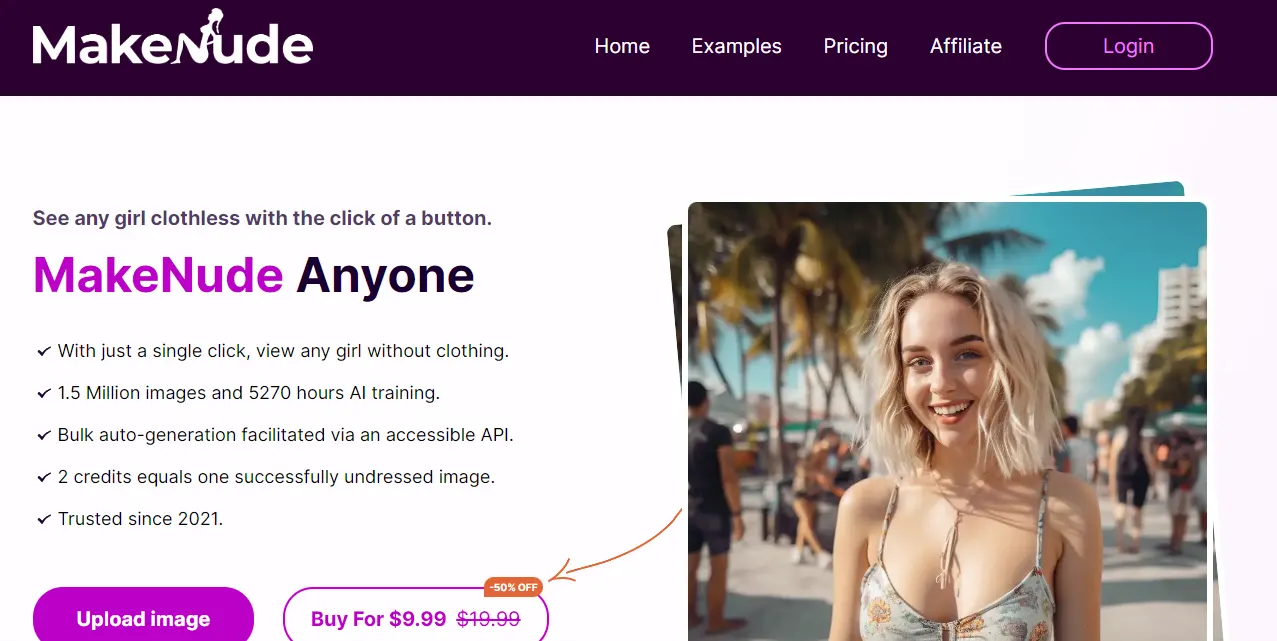 Make Nude AI homepage