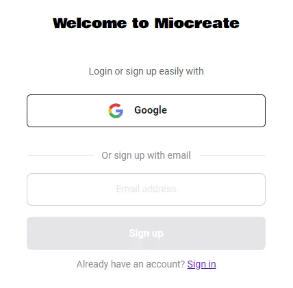 miocreate.com signup