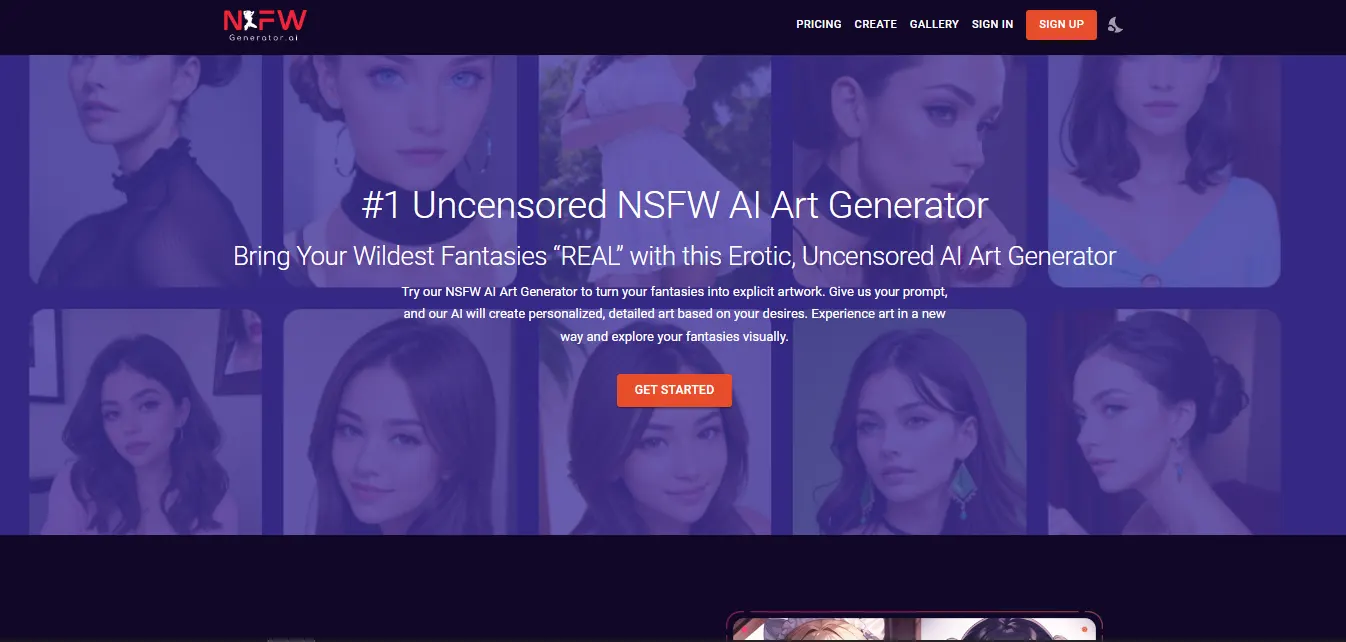 nsfwartgenerator.ai homepage
