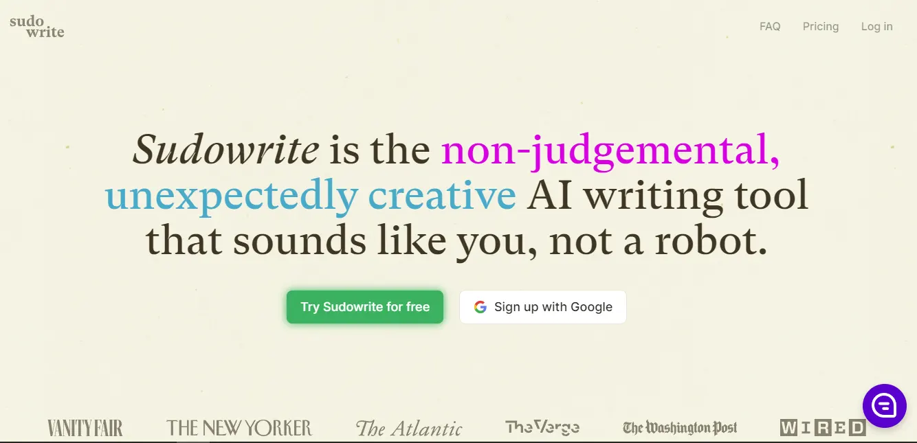 Sudowrite AI Homepage