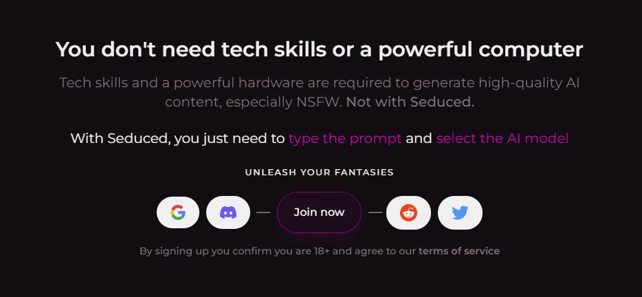 Seduced Ai homepage